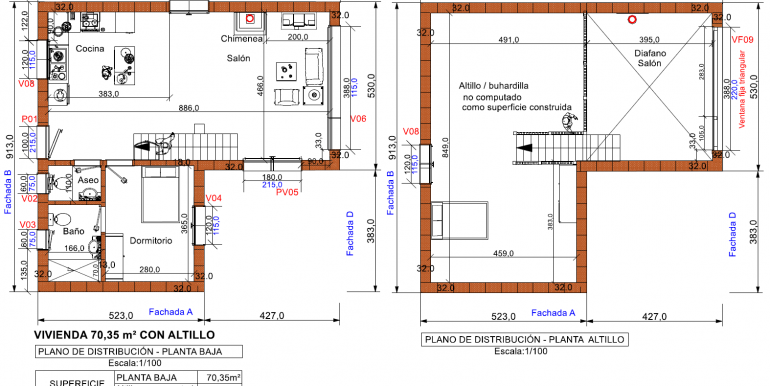 1 P baja y p Primera Vvda 70,35 m² con altillo