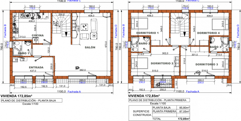 1 Planta baja, primera, Vvda 172,85 m²