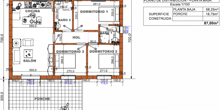 1, planta baja, Vivienda 87,00 m² - B