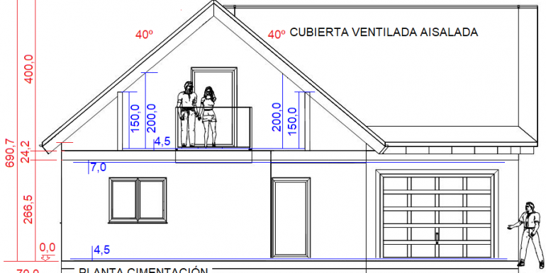 2, Alzado, Fachada A,