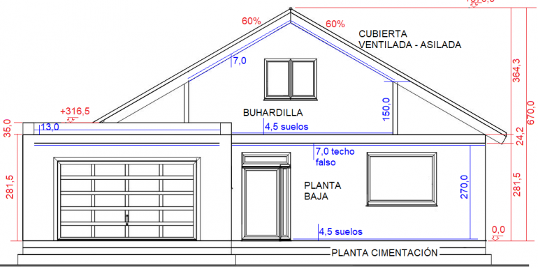 2, Alzado, Fachada A,