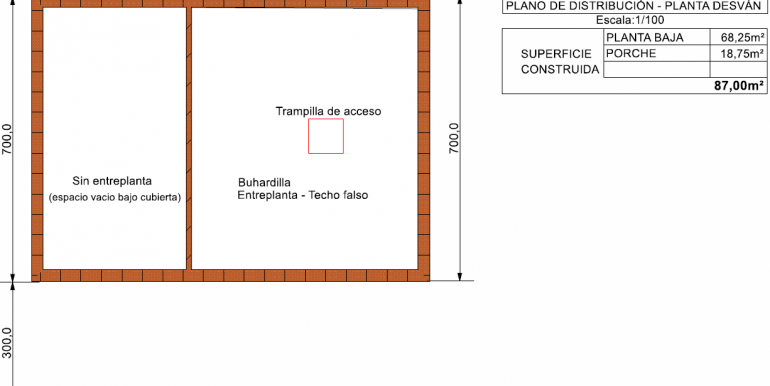 2 planta desván, Vivienda 87,00 m² - B