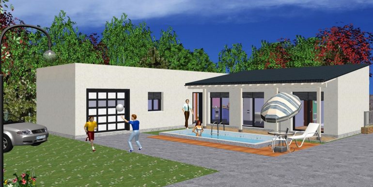 Casa prefabricada con garaje