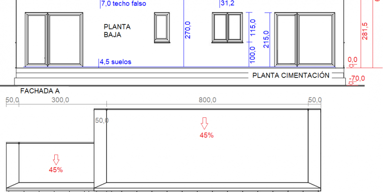 3, Alzado, Fachada A,B