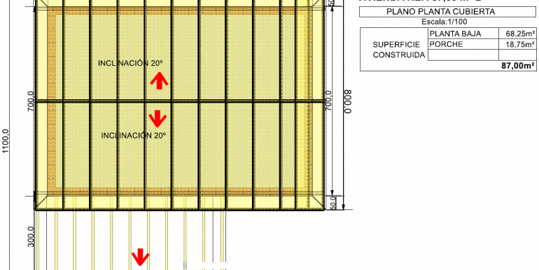 3 planta cubierta, Vivienda 87,00 m² - B