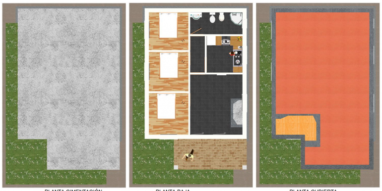 3 plantas Vivienda 73,50 m²