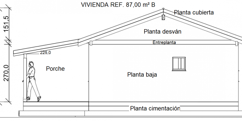 4 ALZADO, Vivienda 87,00 m² - B -