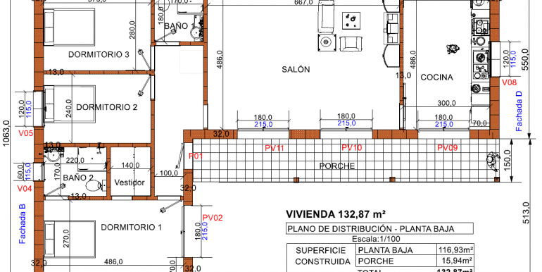 Planta baja vvda 132,87 m²