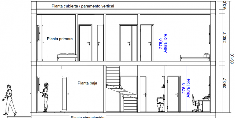 Seccion dos viviendas adosadas 264 m²