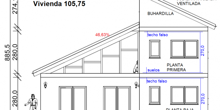 Vivienda 105,75 m2, plano ALZADOS
