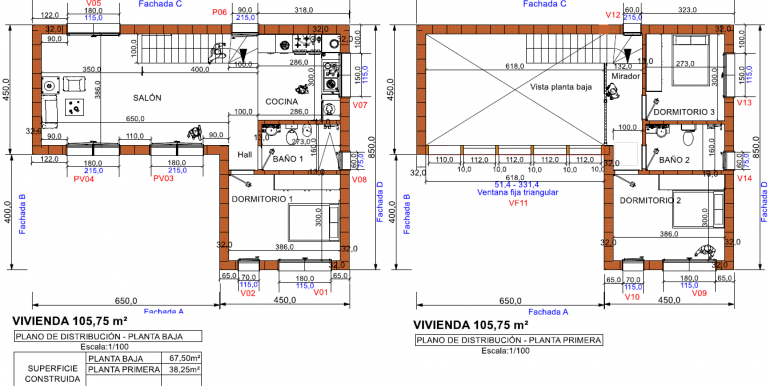 Vivienda 105,75 m2, planta BAJA y PRIMERA, copia