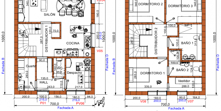 Vivienda 140 m2, planos