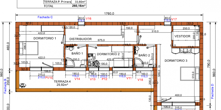 Vivienda 260,16 m2, planta PRIMERA,