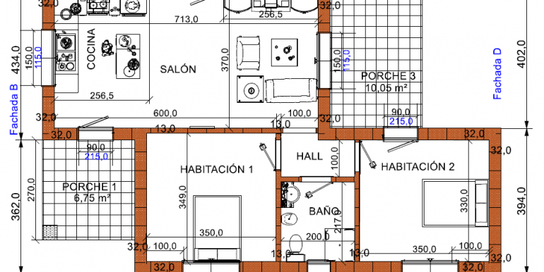 plano casa prefabricada 110,90 m² -