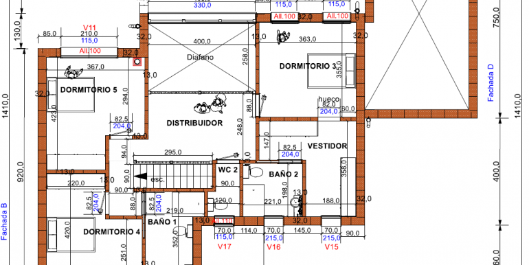 plano chalet 246,10 m2, planta primera