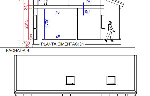 plano de Alzado, Fachada B, A