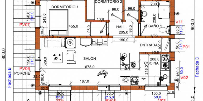 plano planta BAJA Vivienda 107,25 m2