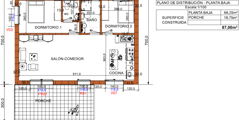 planta BAJA Vivienda Alberic 87,00 m²