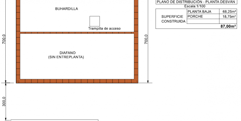 planta BUHARDILLA Vivienda Alberic 87,00 m²