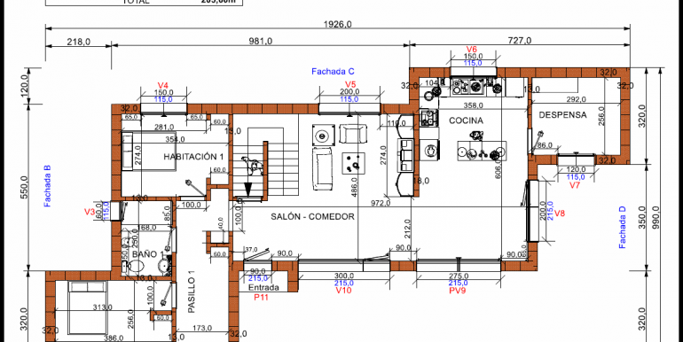 planta baja 205,60 m²